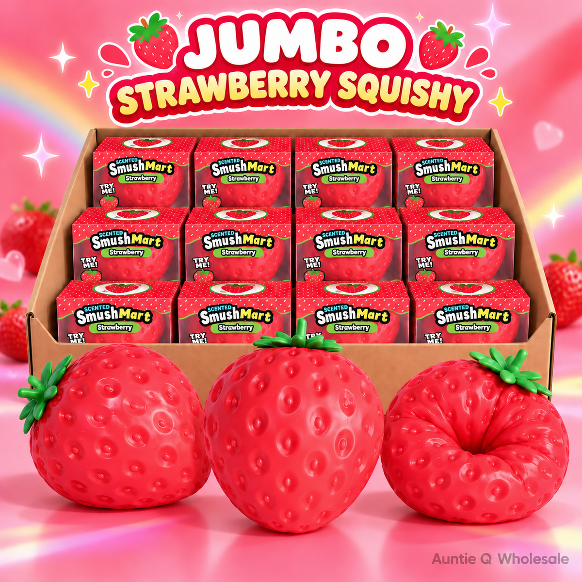 Jumbo strawberry squishy wholesale case