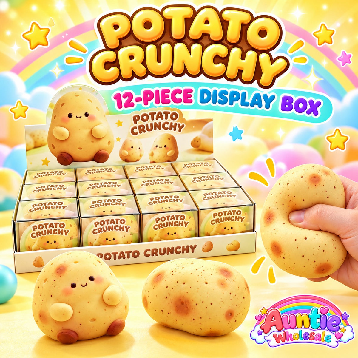 Potato crunchy squishy 12-piece wholesale display box