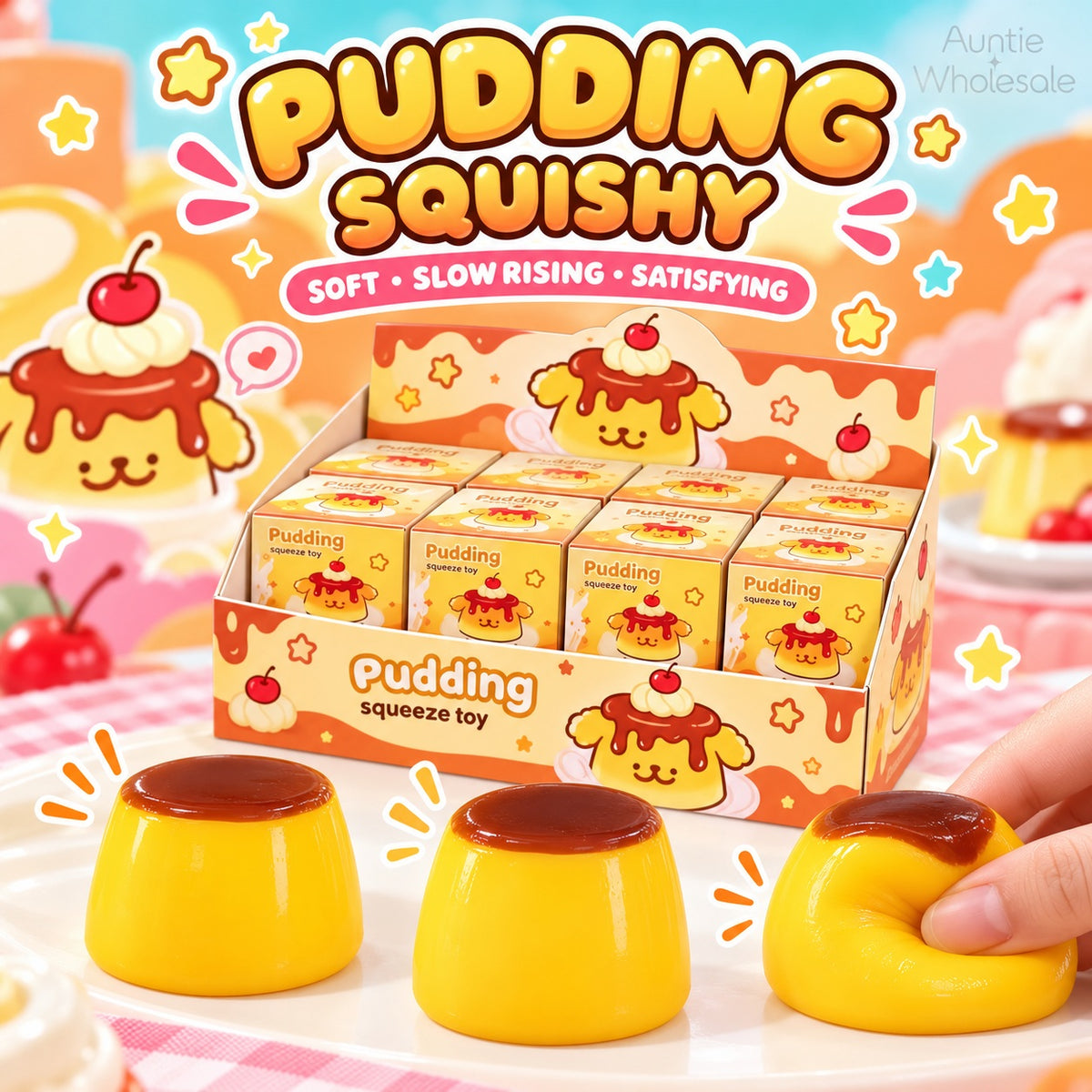 Pudding squishy 12-piece wholesale display