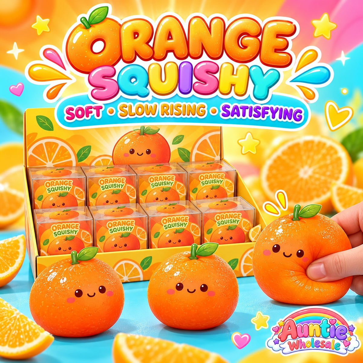Orange squishy 12-piece wholesale display