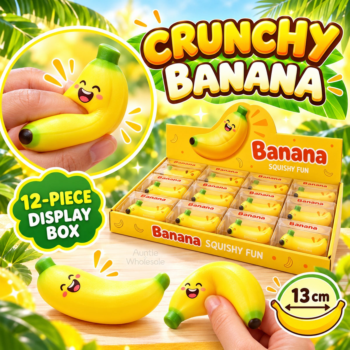 Crunchy banana squishy 13 cm 12-piece wholesale display box