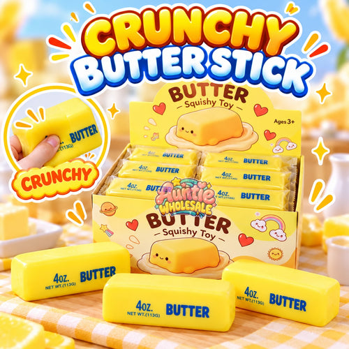RC-SQ-0036 yellow butter stick crunchy squishy 12-piece wholesale display box