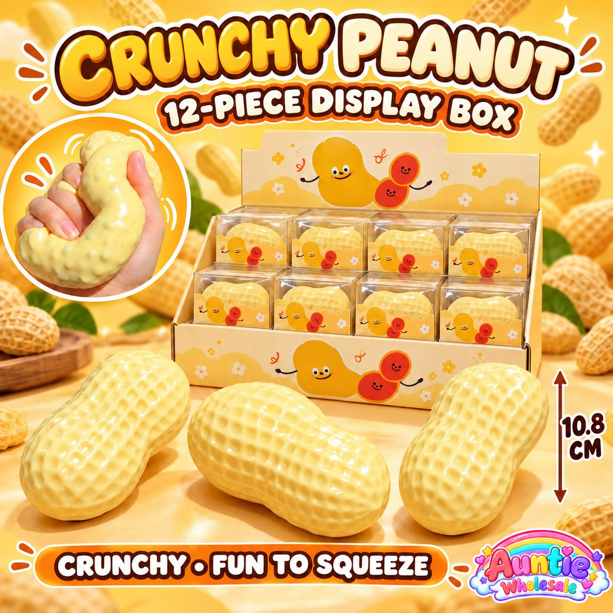 RC-SQ-0054 peanut crunchy squishy 12-piece wholesale display box