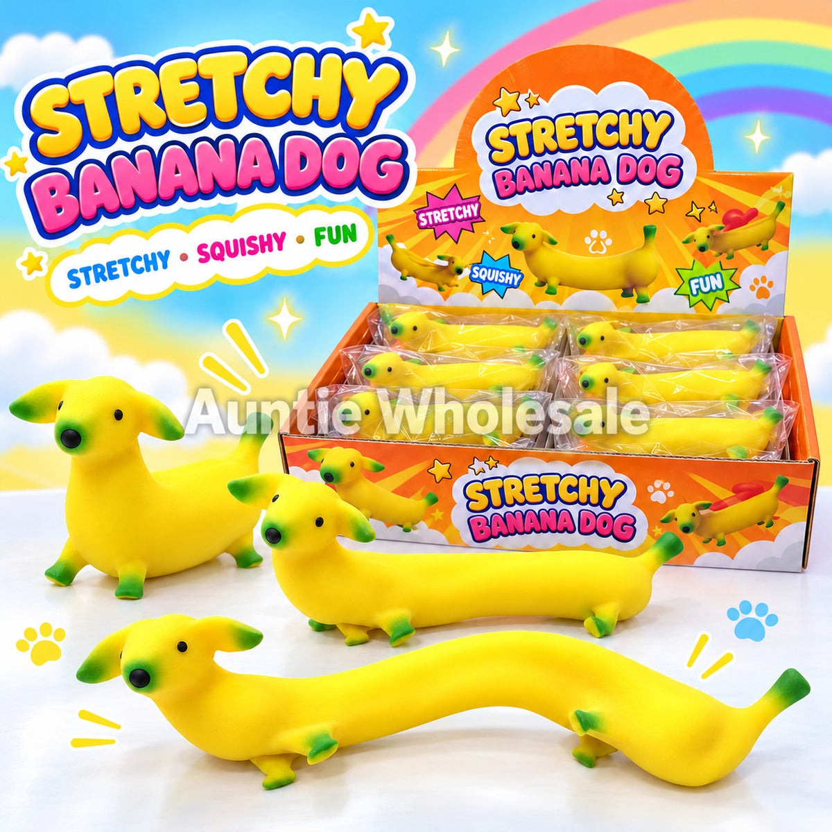 12PC BANANA DOG SQUISHY