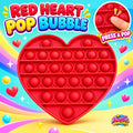 red alphabet heart pop bubble with embossed A–Z and popping demonstration